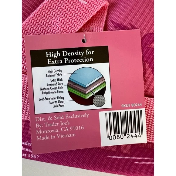 NWT Trader Joe's Pink Mini Insulated Cooler Lunch Bag - Picture 4 of 5